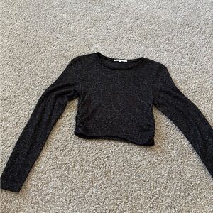 Black Long Sleeve Crop Top